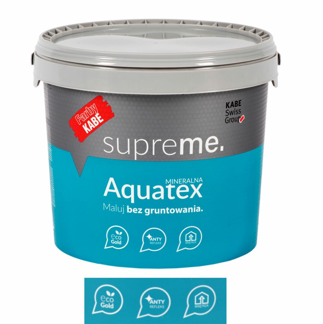 Aquatex supreme paint bucket with Kabe branding on a white background