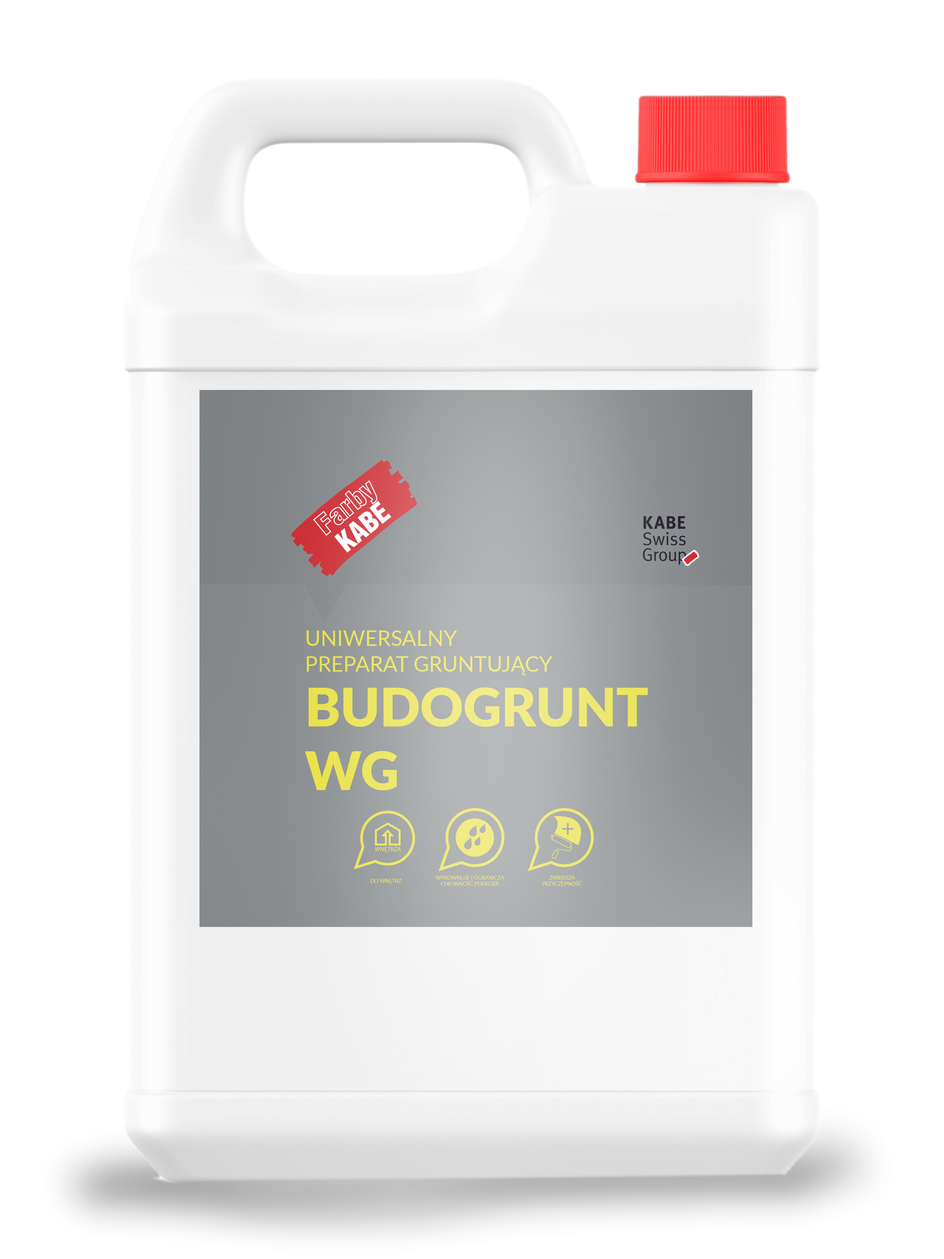 White container with a gray label featuring text and logos on a white background