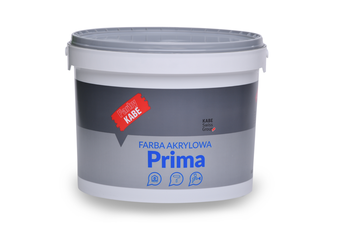 Kabe Prima acrylic paint container on a white background