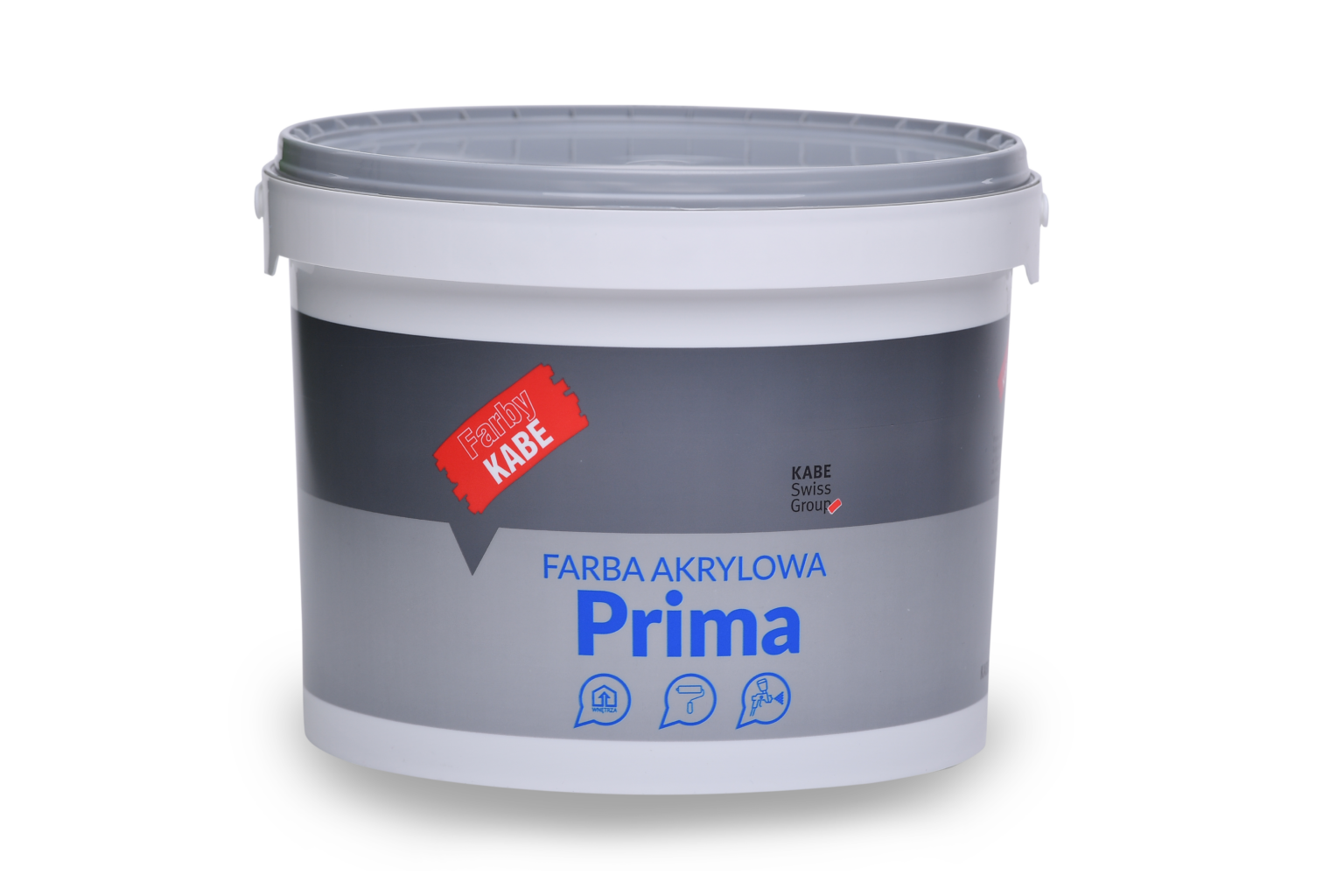 Kabe Prima acrylic paint container on a white background