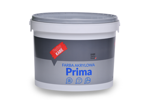 Kabe Prima acrylic paint container on a white background